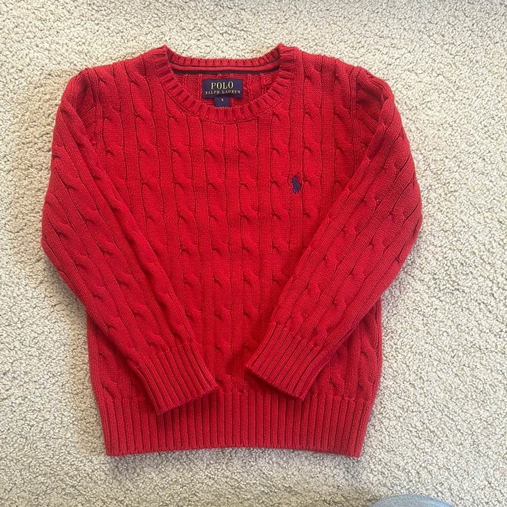 Polo by Ralph Lauren Red Cable Knit Sweater